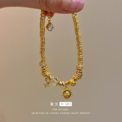 沙金斗转星移古法星轮盘缠手链女镶嵌金刚杵小众轻奢高级感手饰品
