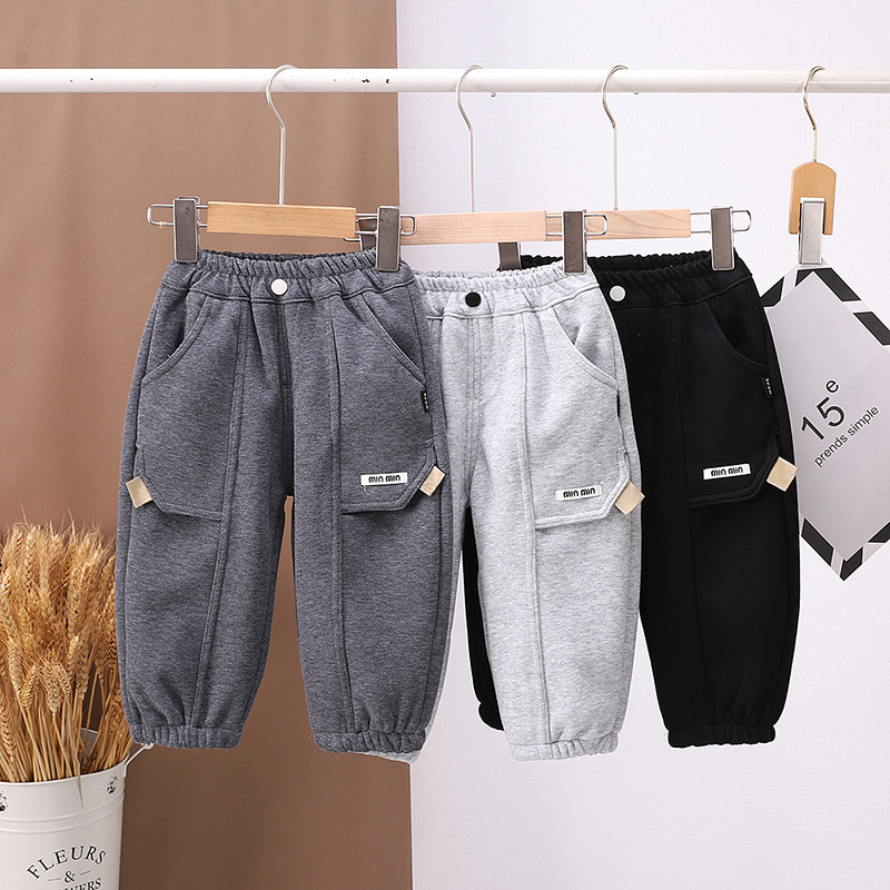 男宝宝冬季一体绒长裤潮男童加绒裤秋冬外穿休闲裤婴儿童保暖卫裤