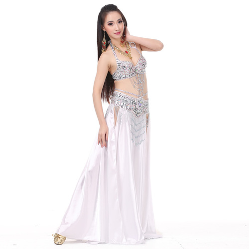 802+ double slit satin skirt belly dance suit belly dance performance costume belly dance performance suit costume