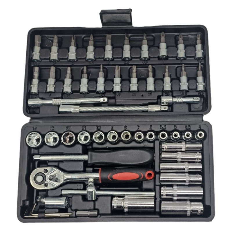 Набор из 53 предметов из хромованадиевой стали Маленький летающий стержень с храповым механизмом, быстроразъемный ключ, авторемонтная машина, ремонт, портативный ящик для инструментов