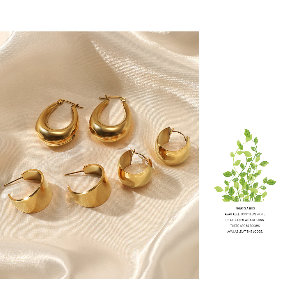 French Style Geometric Stainless Steel Gold Plated Earrings 1 Pair