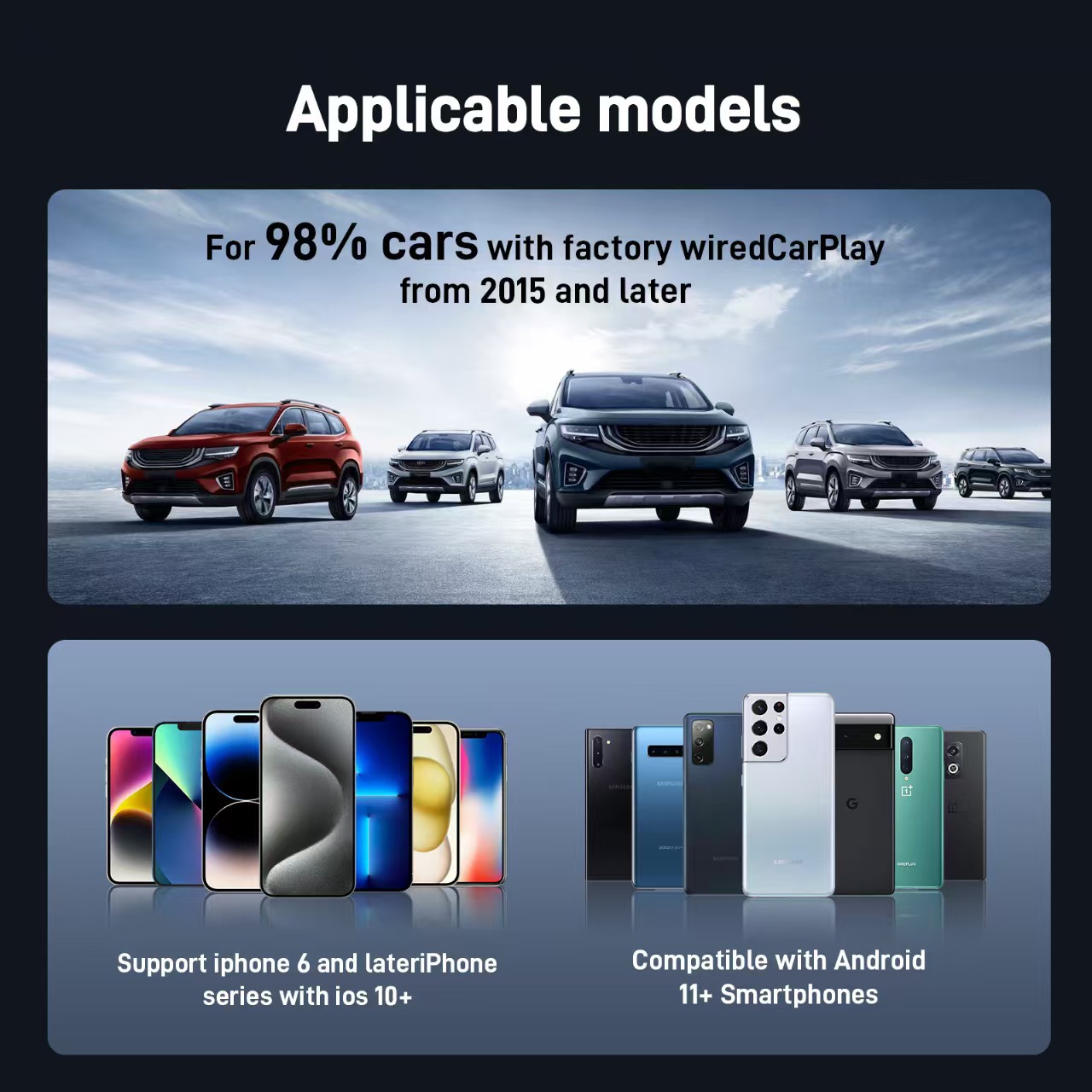 Cross-Border Original Car Wired to Wireless Carplay Android Auto Box Car Interconnect Smart Ai Box Adapter