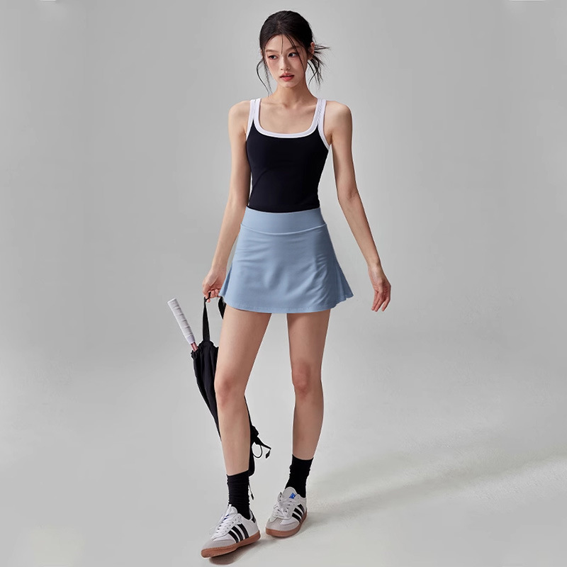 运动休闲套装夏季薄款速干普拉提训练服外穿时尚瑜伽短裙健身背心|undefined