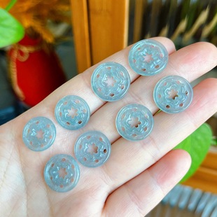 Natural A cargo blue water jade accessories hollow snowflake earrings jade ring accessories Chinese DIY bracelet necklace wholesale