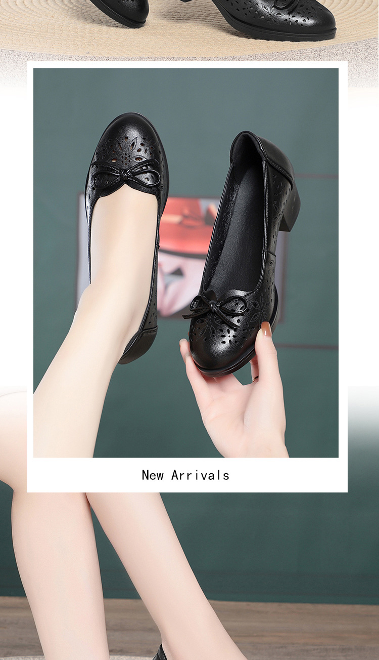 Giày sandal nữ da mềm đế bệt chống trượt — màu be chi tiết 7
