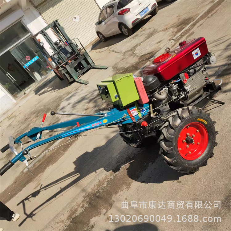 柴油机带动两轮手扶拖拉机 自走式电启动开沟机除草机 水田开沟机