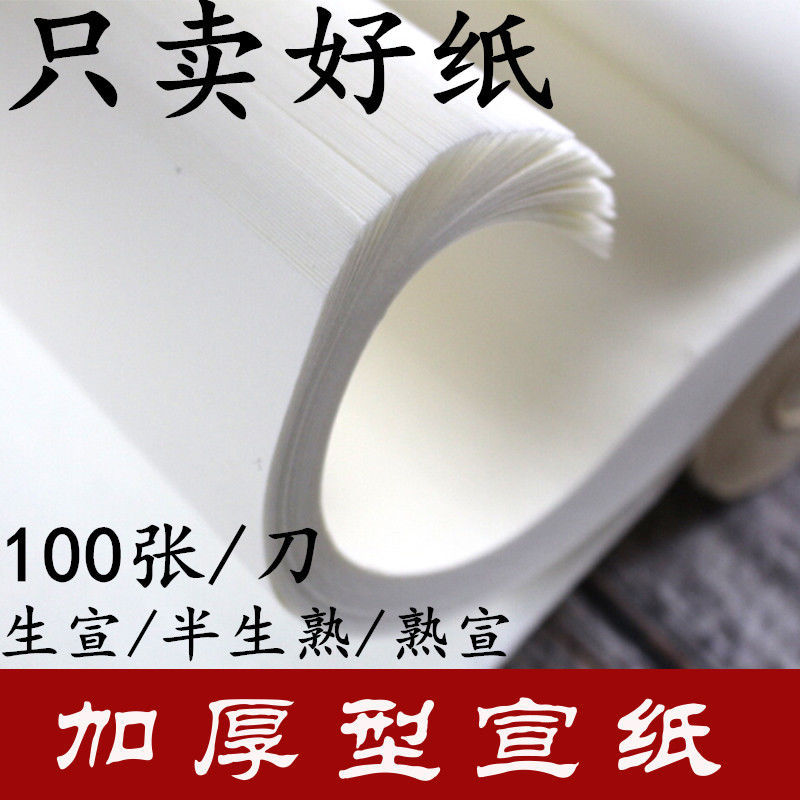 作品宣纸100张四尺六尺八尺生书法国画专用半生熟初学者练习