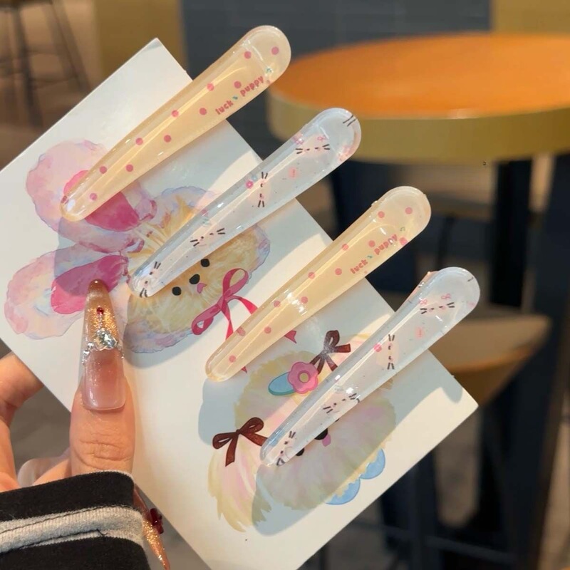 Awakable Kt Polka Dot Duckbill Clip Sweet Ins Girl's Heart Bangs Clip Cartoon All-match Simple Internet Celebrity Hair Card
