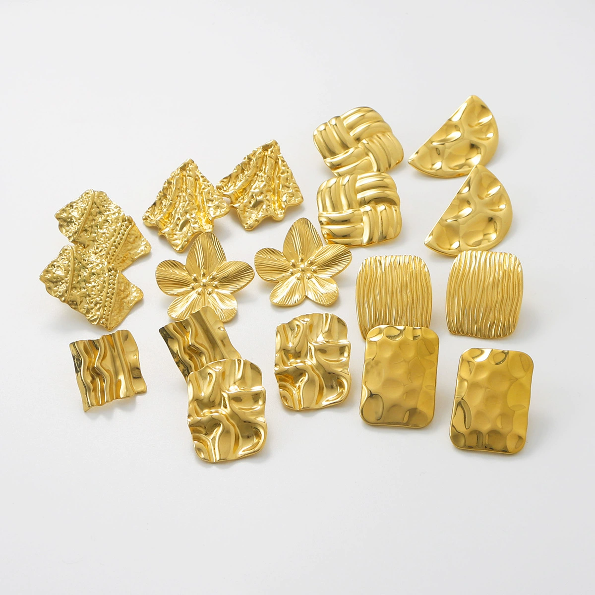 Трансграничные новые серьги из нержавеющей стали геометрические нерегулярные молот, складки, серьги преувеличенные ретро INS ветер серьги женщины