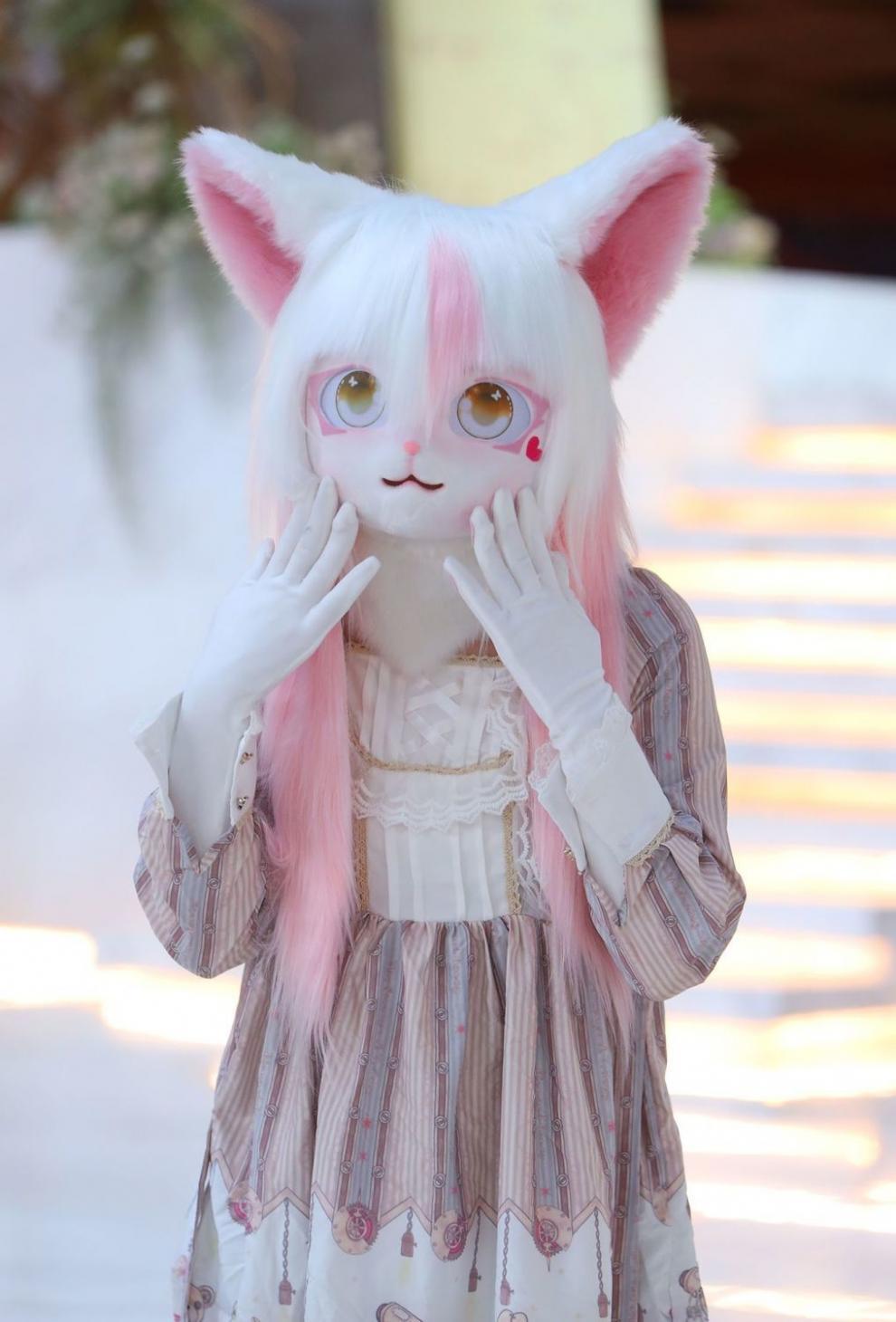 X3R现货头套kig系兽头furry漫展装扮可穿戴头洛丽塔人偶服-阿里巴巴