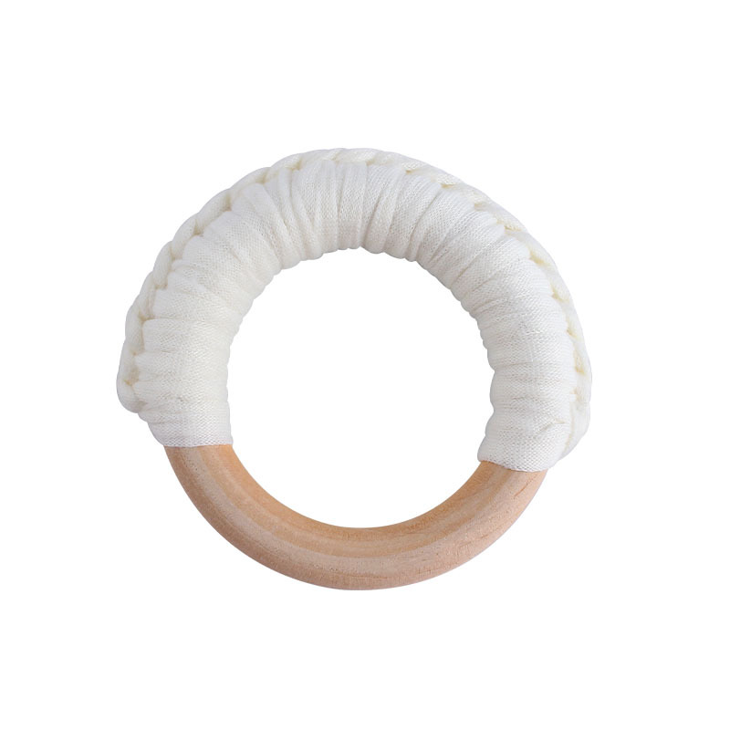 Bebé de madera mano ejercicio agarre juguete nuevo hecho a mano algodón cuerda tejida niños molar juguete mordedor