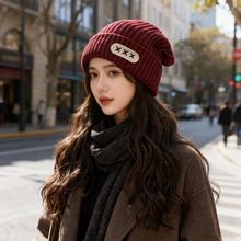 针织帽子秋冬季韩版男女同款显脸小时尚百搭针织保暖护耳毛线帽潮