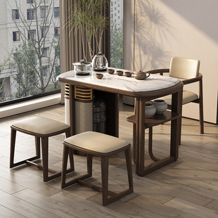Light Luxury Balcony Tea Table and Chair Combination Kung Fu Tea Table Modern Solid Wood Study Office Tea Room Household Small Tea Table