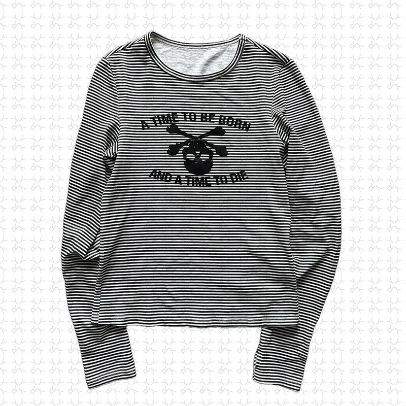 European and American Ins Color-Blocked Long-Sleeved Pullover Printed Sweatshirt Hoodie Round Neck Long-Sleeved Stripesd Printed T-Shirt Retro High Street