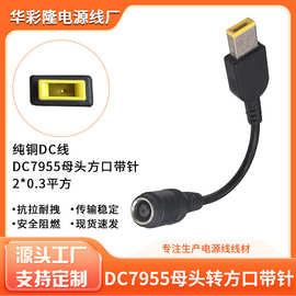 联想IBM电源充电转换线 DC 7.9*5.5mm母转方口扁头带针转接头纯铜