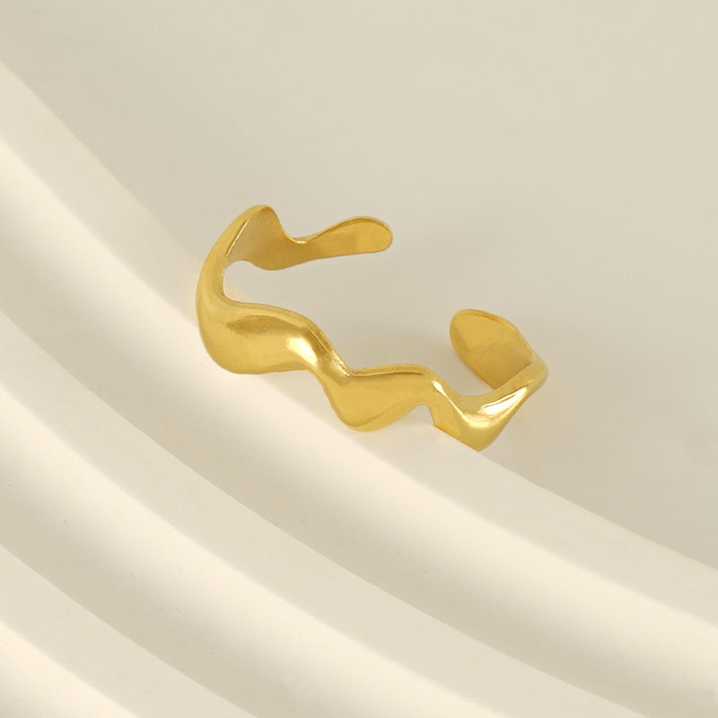 El anillo irregular del acero Titanium del estilo 18K de los ins De La Frontera acanaló el anillo ajustable abierto del acero inoxidable del anillo llano para las mujeres