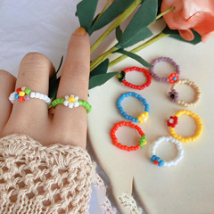 Korean YLYL new IU handmade Hyoja same style Youngly woven small flowers fresh colorful rings