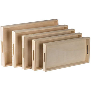 5-Piece Set of Wooden Trays, Rectangular Wooden Trays, Fruit Snacks, Chocolate Trays, Multifunctional and Practical Storage Trays