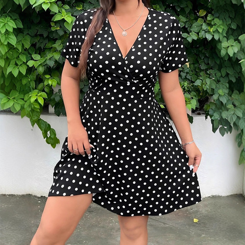 2025 Amazon Europe and America Cross-border 2025 Summer New Women's Printed Short-sleeve Dress Women's Style V-neck Small Flowers