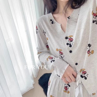Ins Postpartum Clothing Pure Cotton Spring & Fall Postpartum Summer Thin Maternity Pajamas for Breastfeeding and Breastfeeding Can Be Worn Outside All Seasons