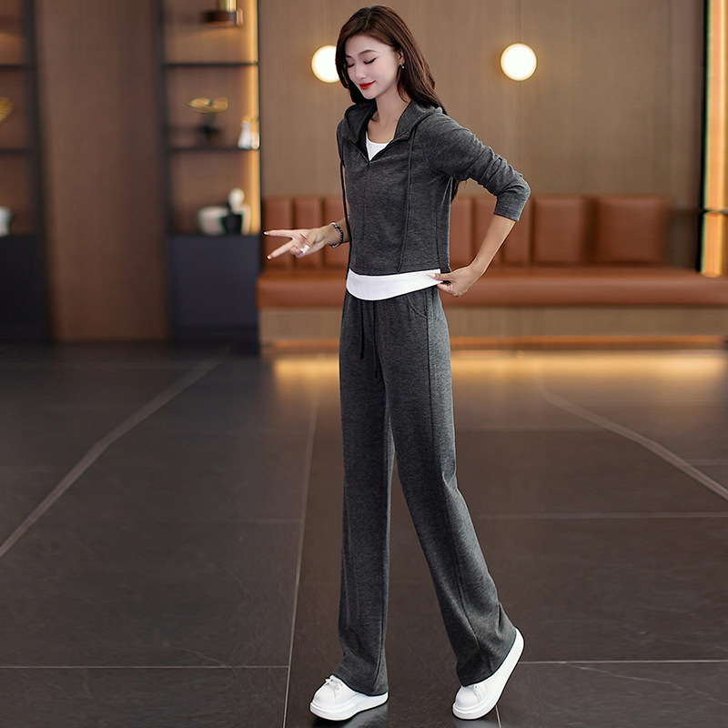 连帽卫衣女装假两件套装女2025春秋休闲小众韩版时尚显瘦卫衣套装|undefined