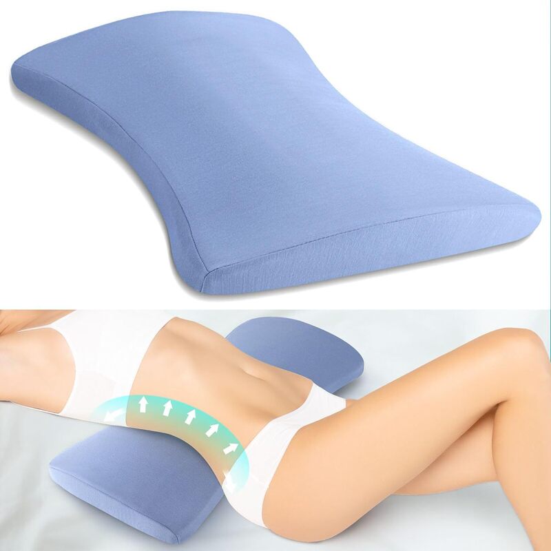 Ergonomic Lumbar Support Pillow for Sleeping on the Bed, Slow Rebound Memory Foam Lumbar Pillow, Flat Lying Support, Rectangular Lumbar Pillow