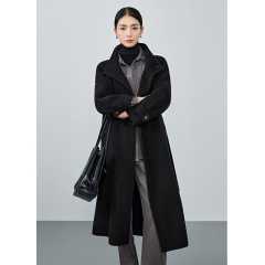 高级感翻领长袖气质外套女2025年秋冬新款加厚保暖中长款毛呢大衣