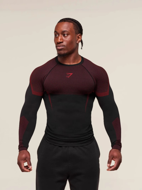 アマゾン外国貿易男性GYM運動フィットネスランニングトレーニング服弾力ファッションプリント丸襟長袖|undefined