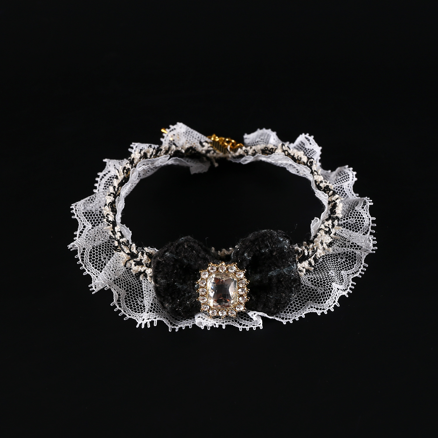 Pet princesa encaje diamante arco gatos perros collar de cumpleaños collar de fragancia