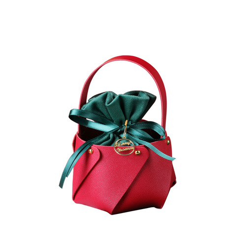 Christmas Apple Bag Leather Portable Bucket Christmas Eve Velvet Gift Bag Peaceful Fruit Candy Bag Velvet Bag