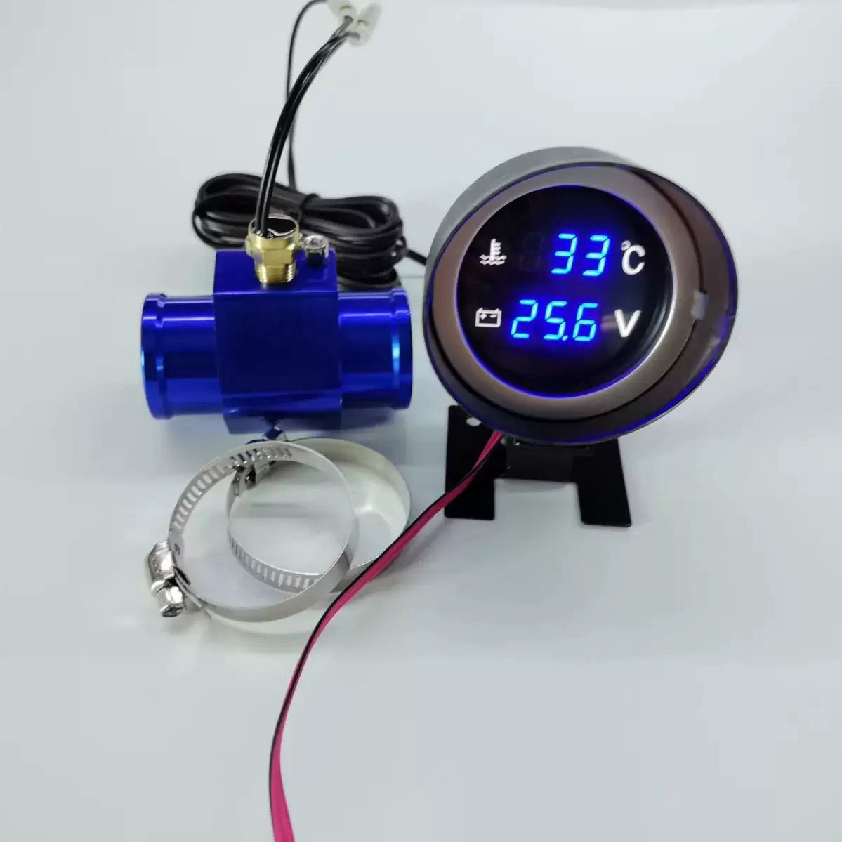 Cross-Border Cannon-Style Digital Display Water Temperature and Voltage Meter 12V/24V Universal for Car and Truck Modification, Water Temperature Gauge for Agricultural Machinery