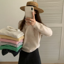 连帽100%全羊毛毛衣女秋冬款高级感套头针织卫衣宽松减龄打底上衣