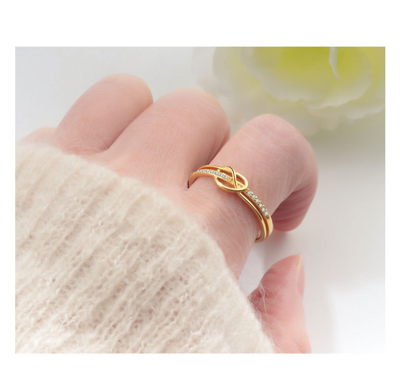 925 Sterling Silver Material 18K Gold Plated 925 Sterling Silver Zircon Knot Rings 925 Sterling Silver Rings