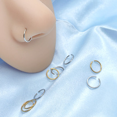 Cross-border supply stainless steel round head C-shaped nose ring nose stud lip ring lip stud earring 18k real gold piercing jewelry wholesale