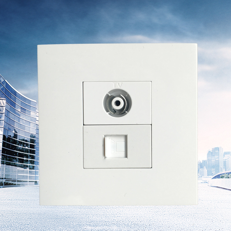 电视电脑二位双口网线TV闭路墙壁面板网络插有线弱电 插座网络86