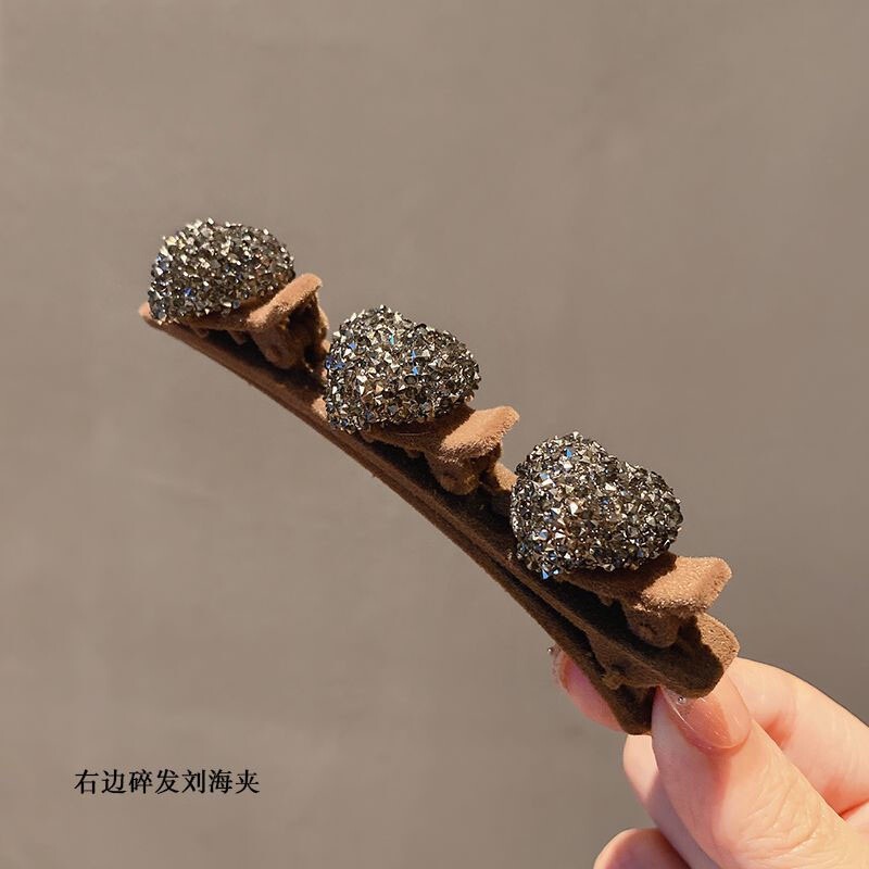 红色爱心植绒编发发夹女2025新款碎发整理神器公主头侧边抓夹发饰|undefined