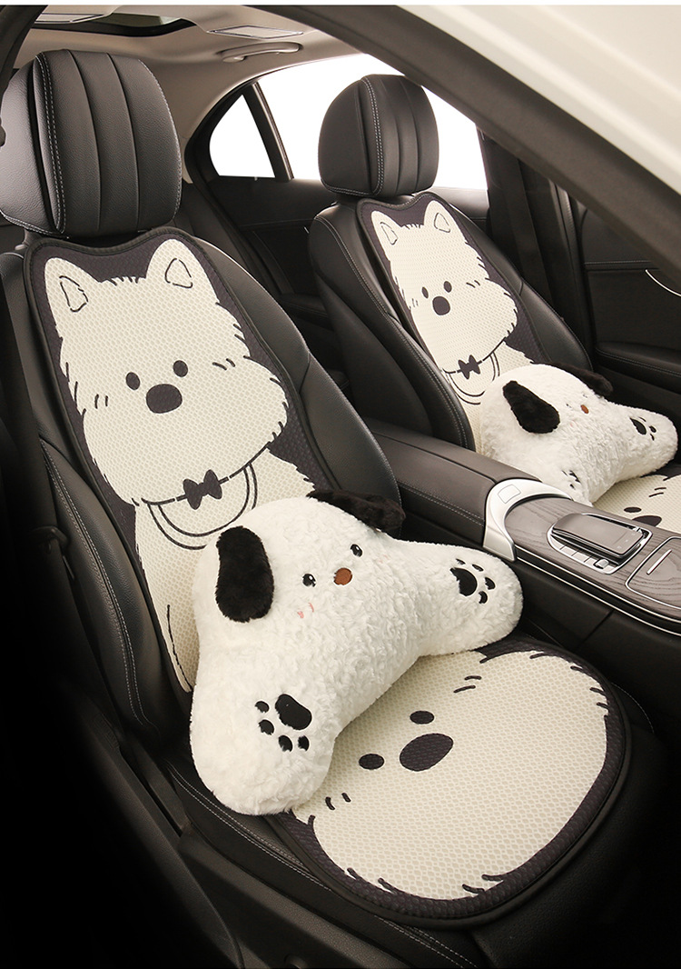Car Seat Cushion, Breathable for Summer, Suitable for All Seasons, Black and White West Highland Women's Seat Cushion, Cute Seat Cover with a High-End Feel