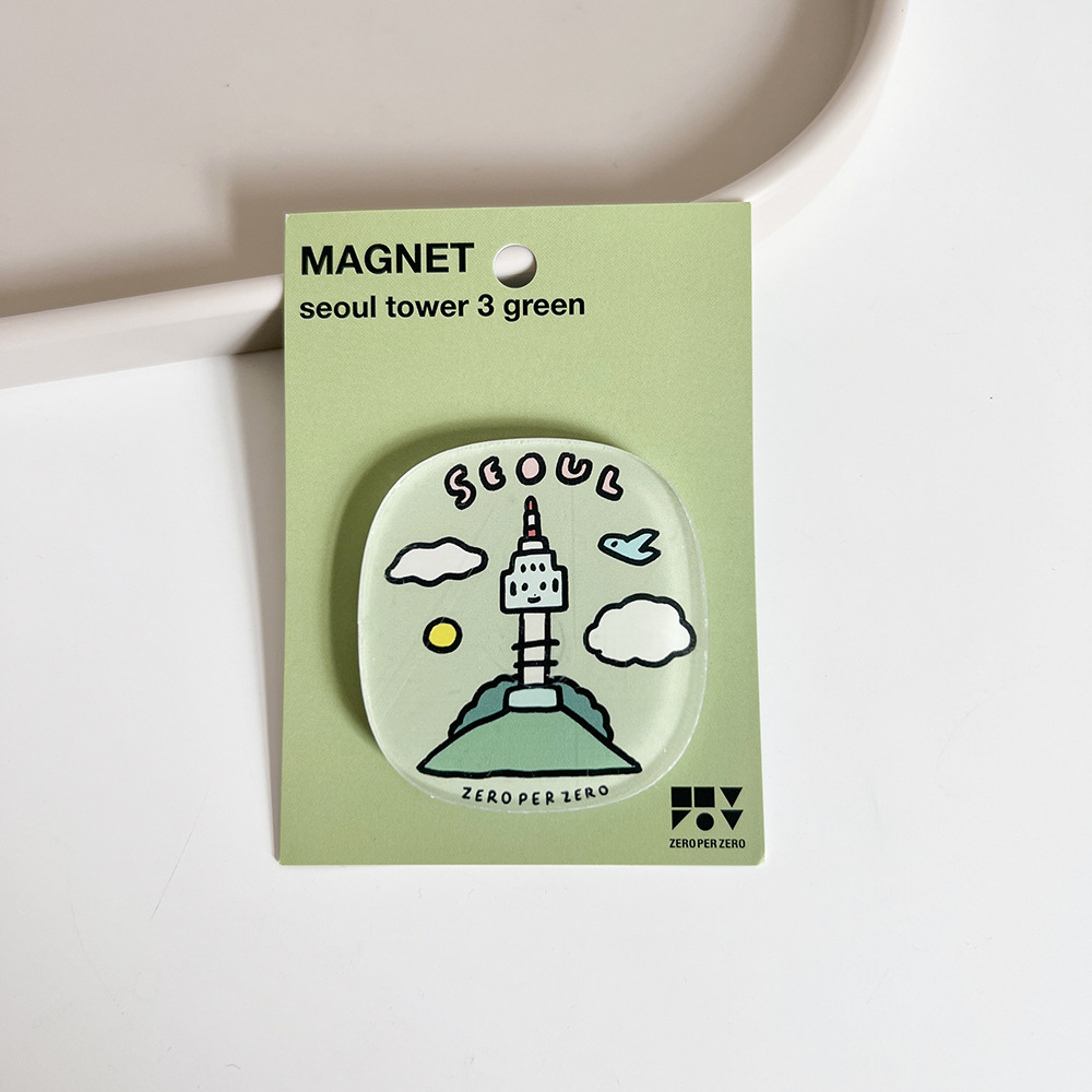 Corea del Sur zeroperzero familia ilustración de padres e hijos pegatinas de refrigerador acrílico imán magnético pegatinas de fotos