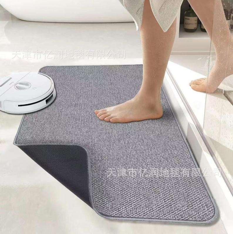 無地のシンプルな模造リネン珪藻泥は吸水性があり、お手入れが簡単、汚れにくく、耐摩耗性があり、バスルームの玄関ドアのエントランスフロアマットです。|undefined