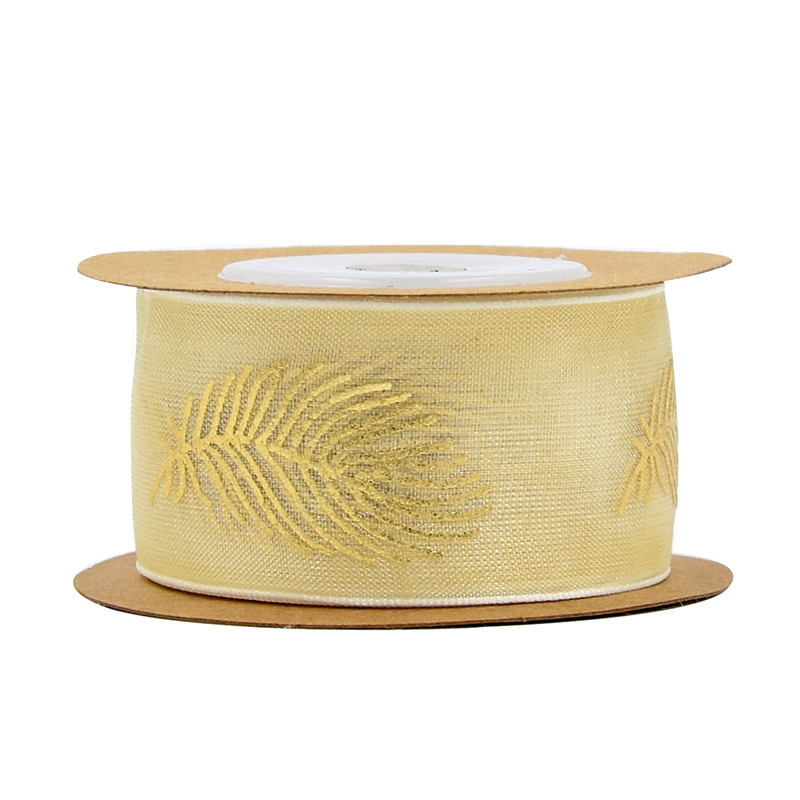 Transfronterizos seda estampada cinta de poliéster decoración de boda embalaje de regalo impresión plumas amorosa cinta de pez 5 metros