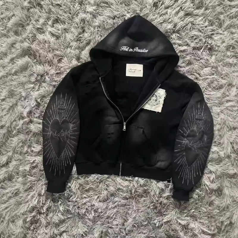 Felpa con cappuccio corta stampata da uomo, felpa con cappuccio stampata alla moda con cerniera e cappuccio - Pullover leggero con tasche per uomo e donna_voghion.com