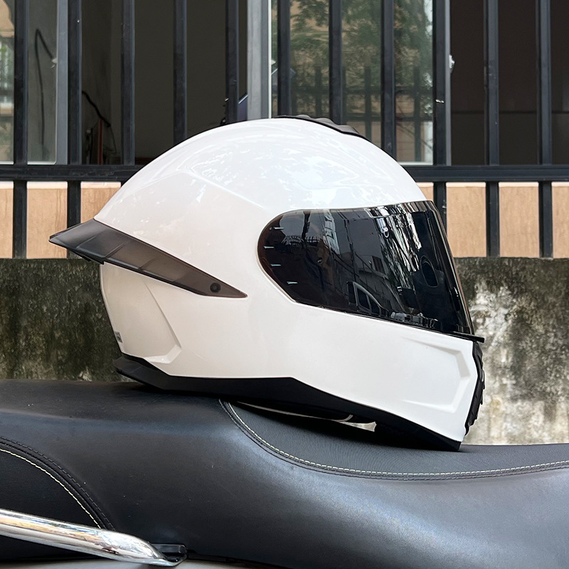 Casco de Motocicleta Certificado ORZ3c para Hombre y Mujer, Casco Integral de Doble Lente, Alerón Trasero Personalizado de Verano, Estilo Semi-Integral con Bluetooth