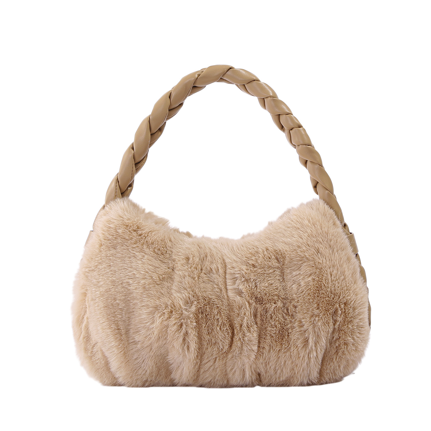 Gebreid voor vrouwen Uniek ontwerp Pluche Winter Nieuwe schattige handtas Okseltas_voghion.com