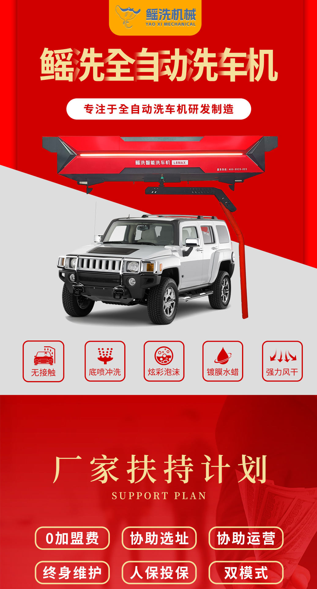 Fully Automatic Car Wash Machine, Contactless Gantry Type, Intelligent High-Pressure Car Washing Equipment, Gas Station Car Beauty Shop
