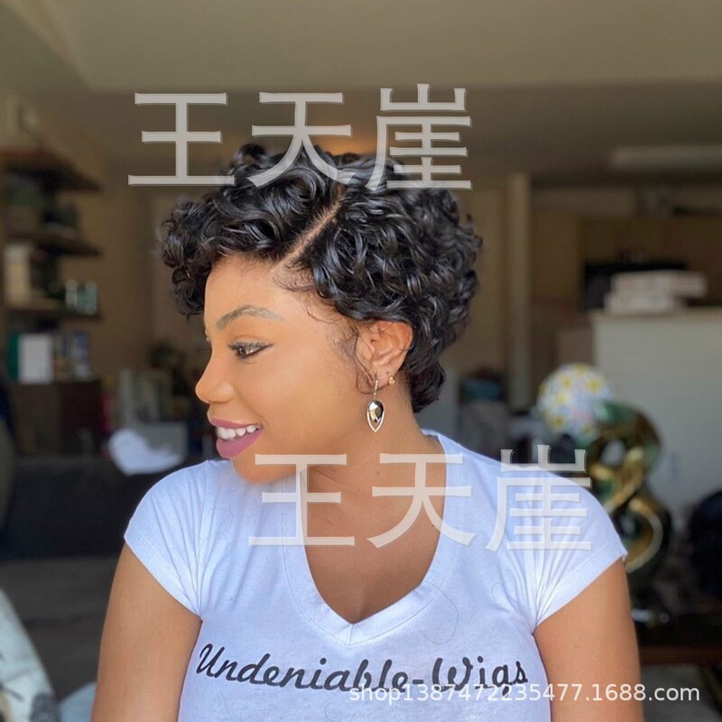 2021 New European and American wig short curly hair African small roll manufacturers