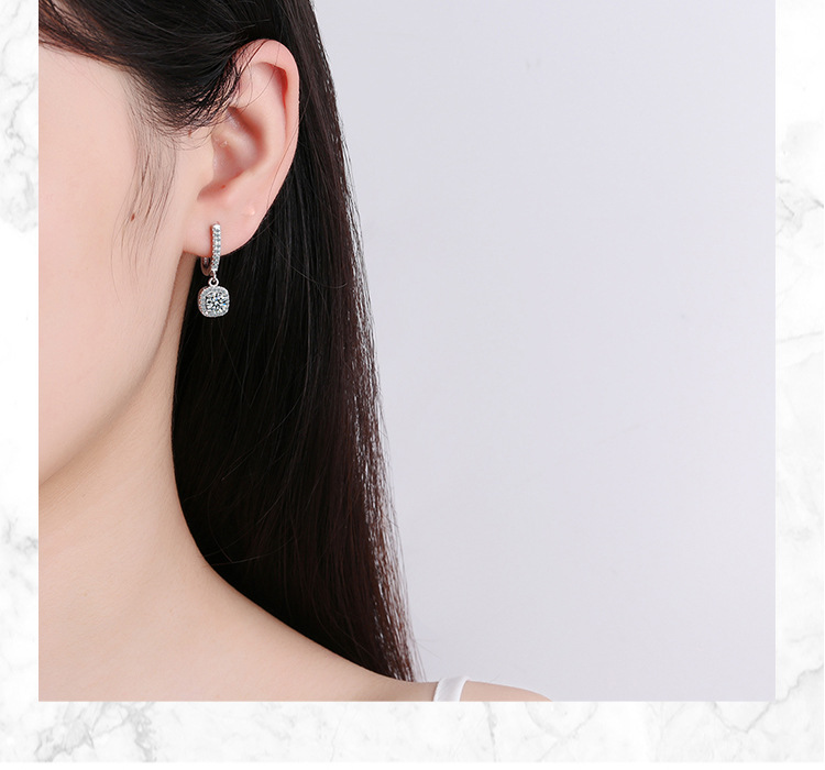 1 Pair Fashion Square Copper Plating Zircon Drop Earrings display picture 4