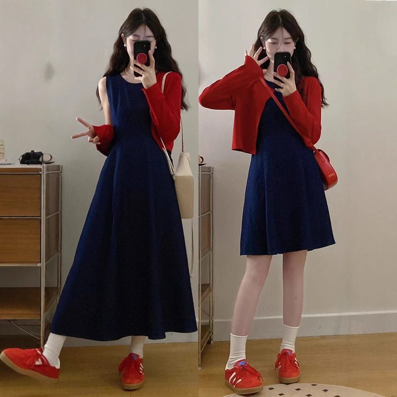 2026 Summer New Plus-Size Women's Clothing for Fat Girls: New Denim Vest Waist-Cinching Dress + Long-Sleeve Shawl