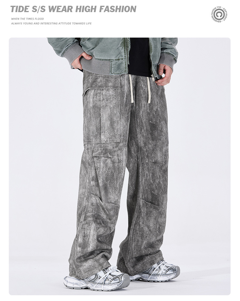 Herrenbekleidung Retro Fallschirmjägerhose Wasteland Style Arbeitskleidung Lockere Multi-Pocket-Hose Herrenhose_voghion.com