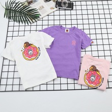 工廠直供 2023年春夏季女童韓版甜甜圈猴子印花棉質圓領短袖T恤