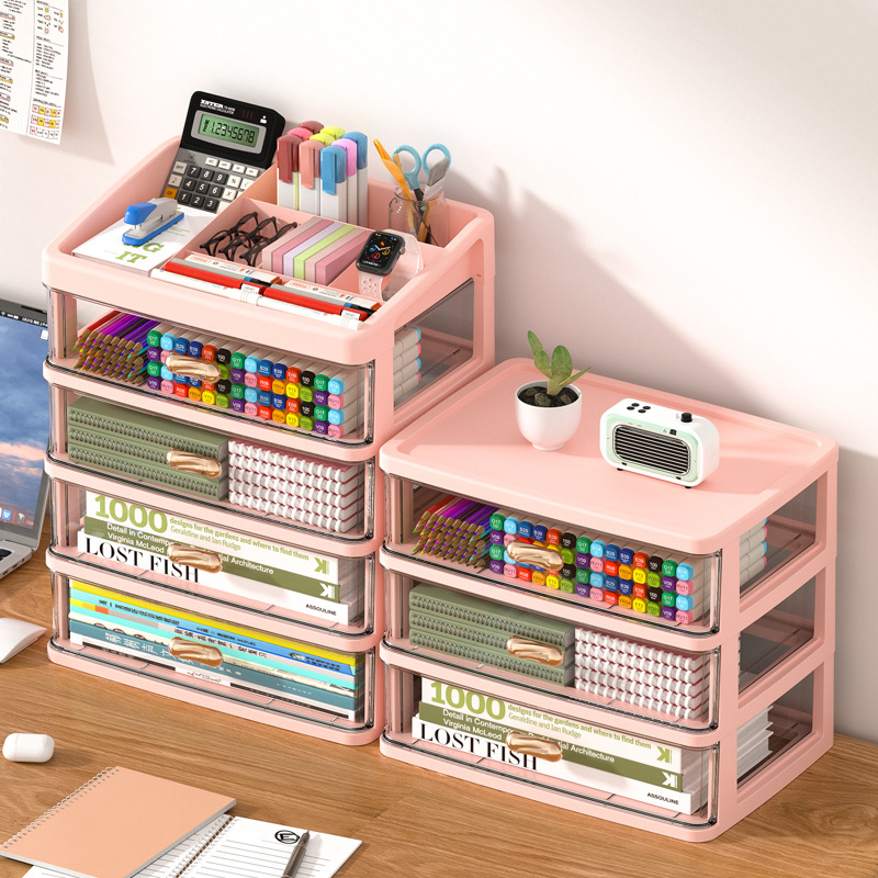 Caja de almacenamiento transparente de escritorio tipo cajón escritorio de oficina ordenar artefactos cosméticos estante caja de armario